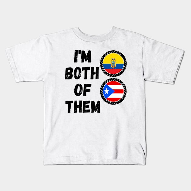 Half Puerto Rican Half Ecuadorian Heritage Ecuador Roots & Puerto Rico DNA Family Flag Design Kids T-Shirt by OriginalGiftsIdeas